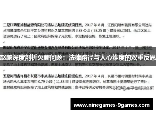 赵鹏深度剖析欠薪问题：法律路径与人心维度的双重反思
